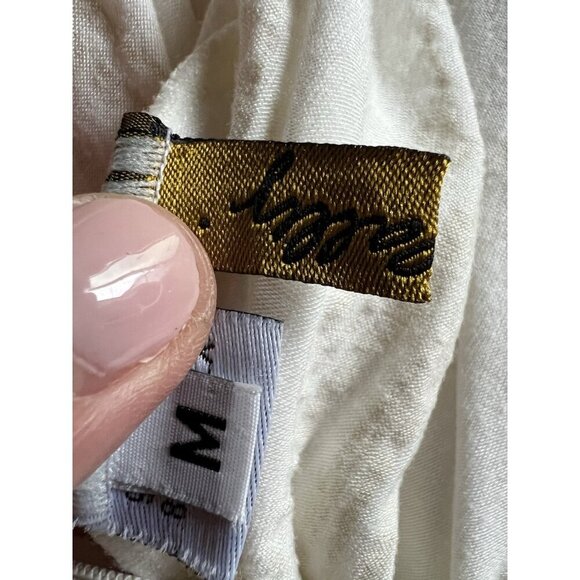 Vintage Y2K Rachel Pally cream gold foil cranes nature grecian strapless dress M - Picture 5 of 12